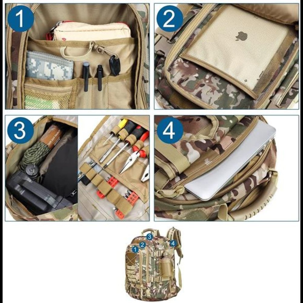 Men Backpack Large Capacity Military Tactical - Picture 2 of 6